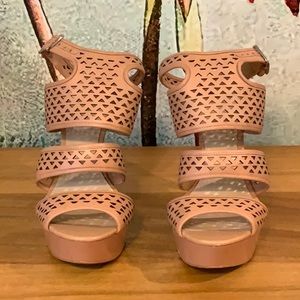 Faux leather platform heels